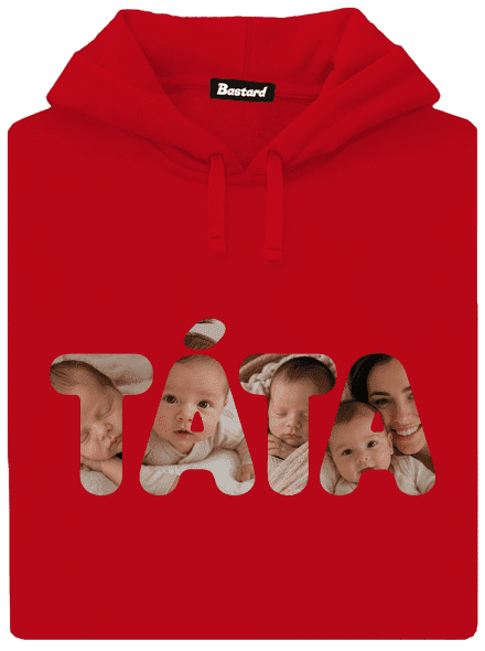 Nápis táta z vlastních fotek pánská mikina klokanka Red