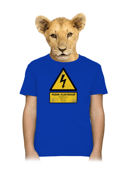 Pozor elektrikář dětské tričko Royal Blue