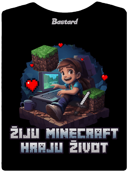 Žiju Minecraft dámské tričko s lemem Black