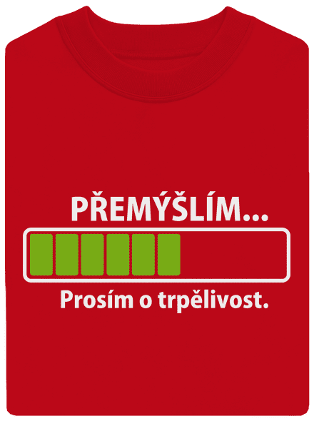 Přemýšlím unisex mikina bez kapuce Red