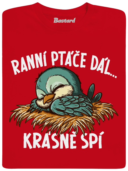 Ranní ptáče spí pánské tričko Red