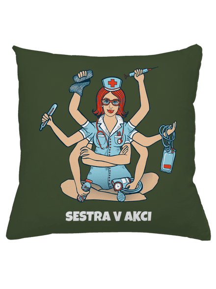 Sestra v akci polštář Olive Green