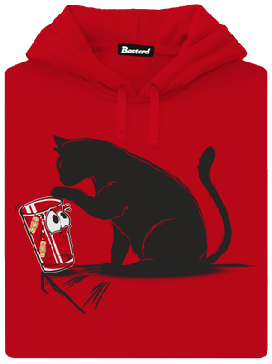 Kočka a sklenice pánská mikina klokanka Red