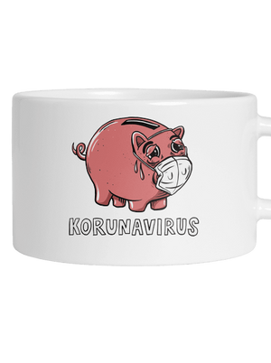 Korunavirus v kasičce hrnek makronka White