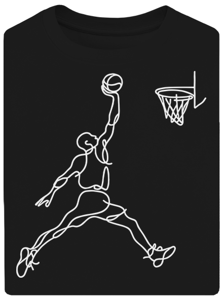 One line slam dunk unisex tričko oversized Black