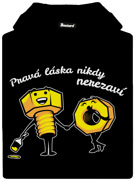 Pravá láska pánská mikina klokanka Black