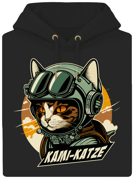 Kami-Katze unisex mikina premium Dark Black