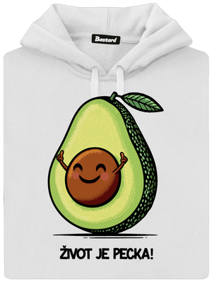 Život je pecka dámská mikina klokanka White