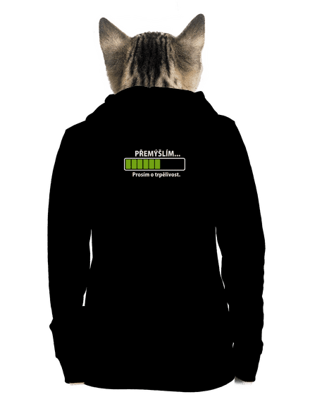 Přemýšlím dámská mikina na zip Black