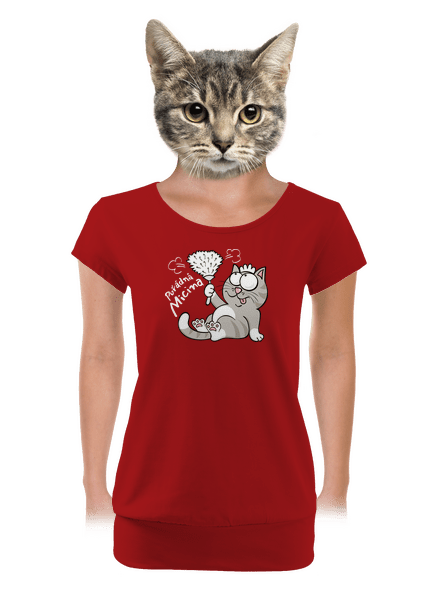 Macek a Micina dámské tričko s lemem Red Mal