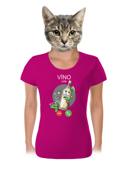 Bílé víno volá dámské tričko Fuchsia Red