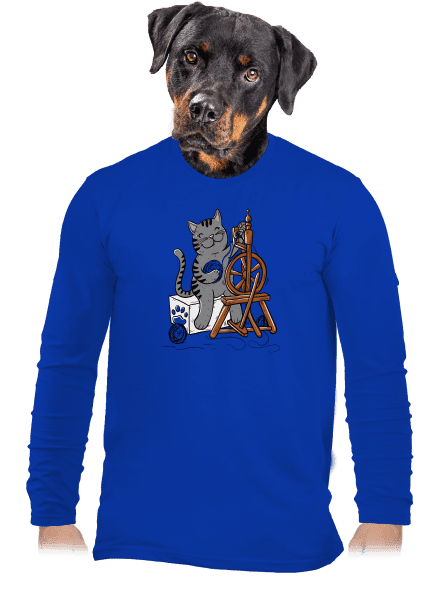 Kočka přede pánské dlouhý rukáv Royal Blue