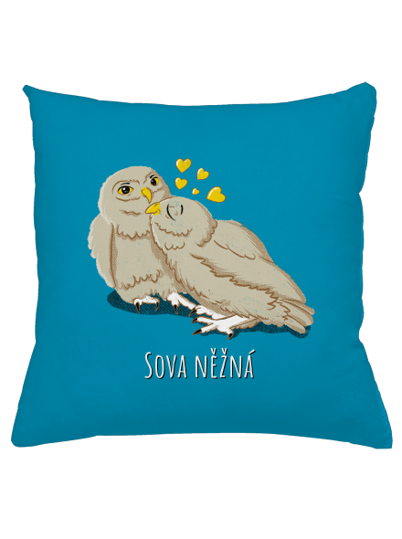 Sova něžná polštář Blue Turquoise