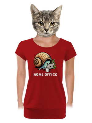 Šnekův home office dámské tričko s lemem Red Mal
