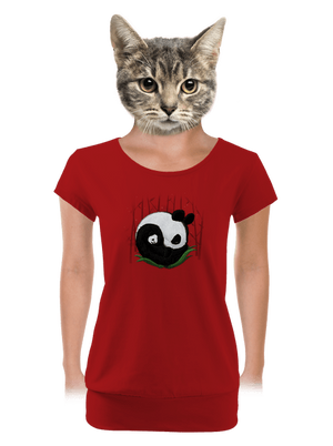 Dvě spící pandy dámské tričko s lemem Red Mal
