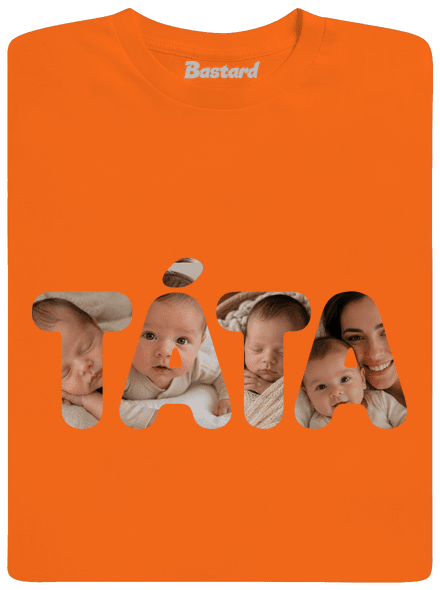 Nápis táta z vlastních fotek pánské tričko Orange