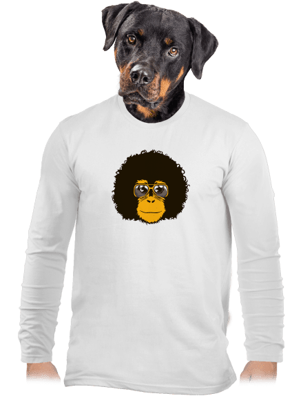 Retro opičák pánské dlouhý rukáv White
