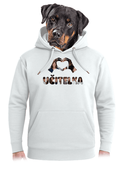 Nápis pro učitele z vlastních fotek unisex mikina premium Snowwhite