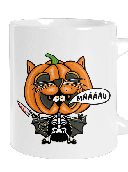 Halloweenská kočička velký hrnek White