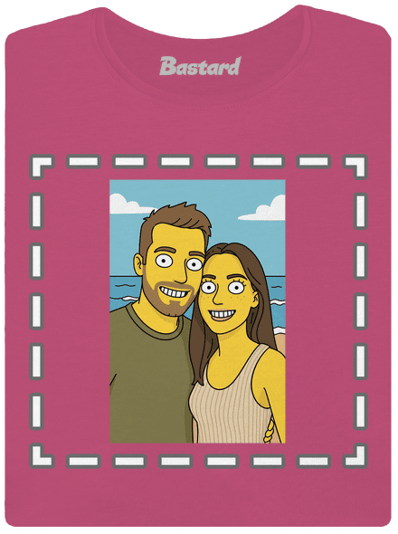 Simpsonovi z vlastní fotky dámské tričko s lemem Magenta