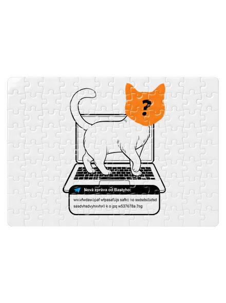 Kočka na klávesnici puzzle White