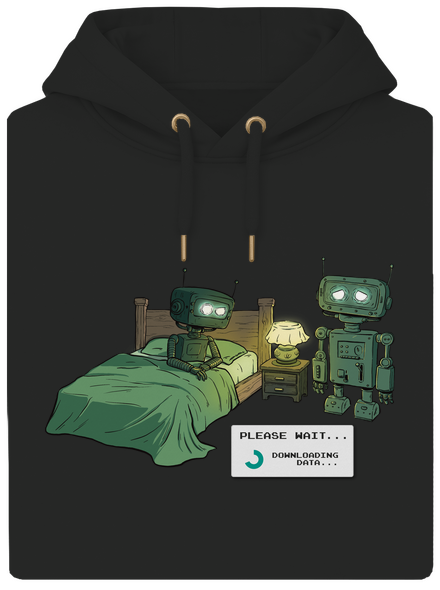 Robotí romantika unisex mikina premium Dark Black