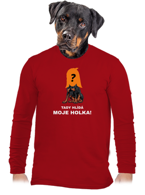 Tady hlídám já pánské dlouhý rukáv Red