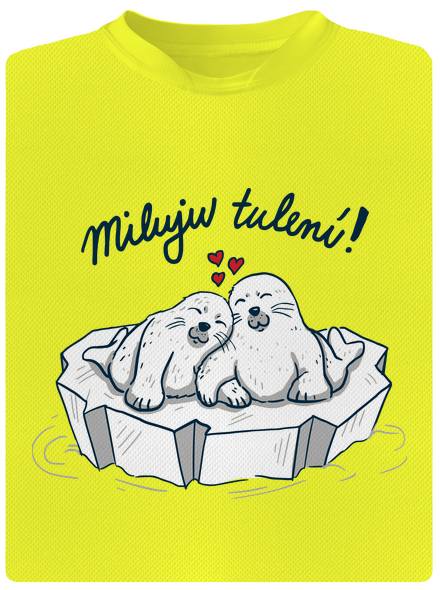 Miluju tulení dětské sportovní tričko Neon Yellow