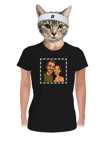 Karikatura z vlastní fotky dámské sportovní tričko Black