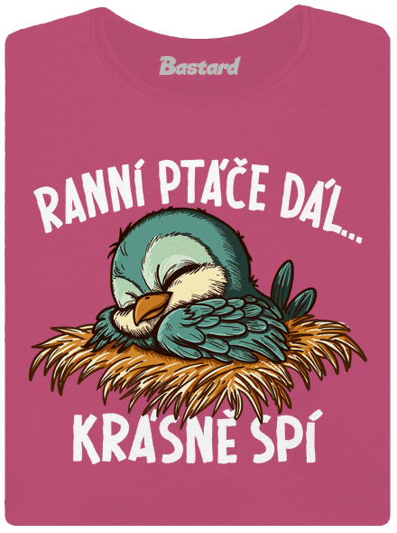 Ranní ptáče spí dámské tričko premium Magenta