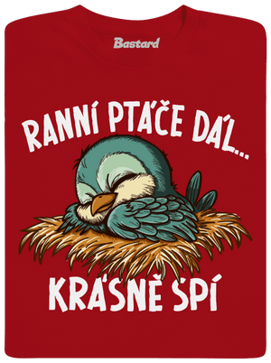 Ranní ptáče spí pánské dlouhý rukáv Red