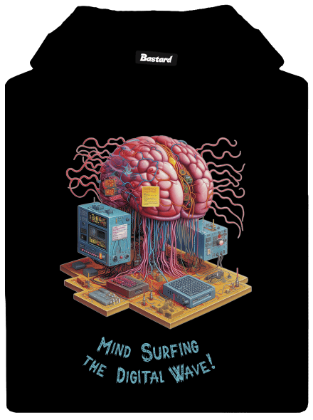 Mind surfing the digital wave pánská mikina klokanka Black