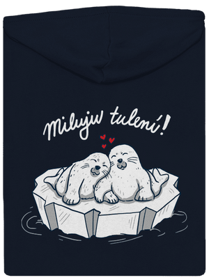 Miluju tulení dámská mikina na zip Navy Mal