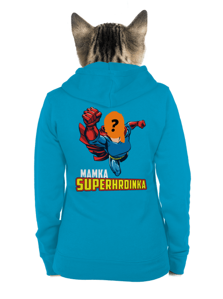 Mamka superhrdinka dámská mikina na zip Blue Atol