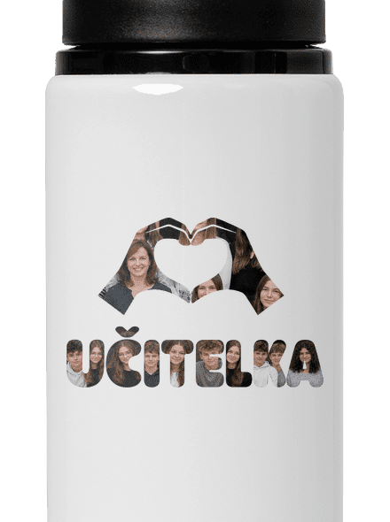 Nápis pro učitele z vlastních fotek lahev na vodu White
