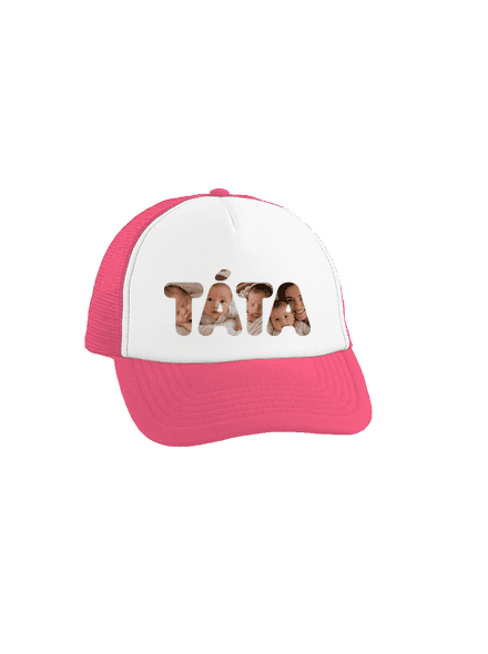 Nápis táta z vlastních fotek kšiltovka truckerka Fluorescent Pink cap