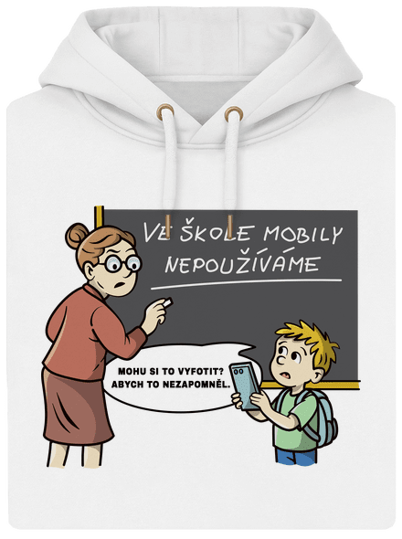 Mobily ve škole unisex mikina premium Snowwhite