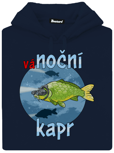 Vánoční kapr pánská mikina klokanka Navy