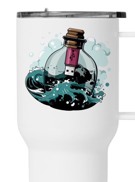USB vzkaz v láhvi termohrnek White