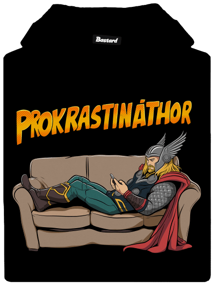Prokrastináthor pánská mikina klokanka Black