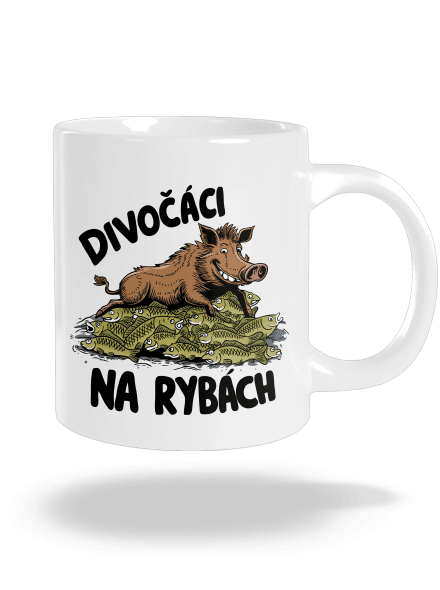 Divočáci na rybách velký hrnek White