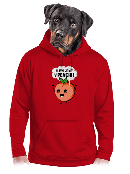 V peachi pánská mikina klokanka Red