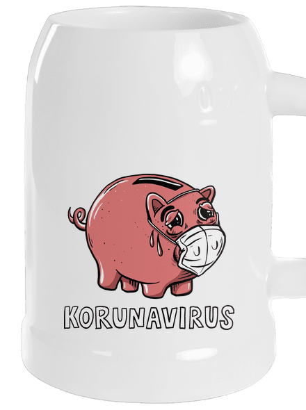 Korunavirus v kasičce půllitr White