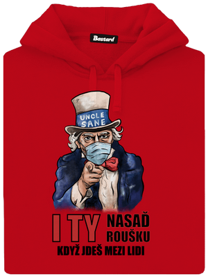 Nasaď roušku pánská mikina klokanka Red