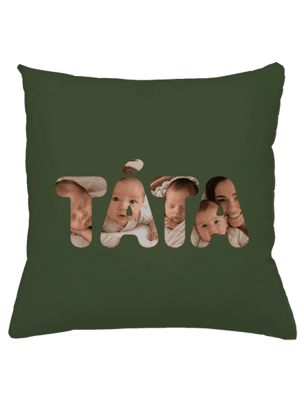 Nápis táta z vlastních fotek polštář Olive Green