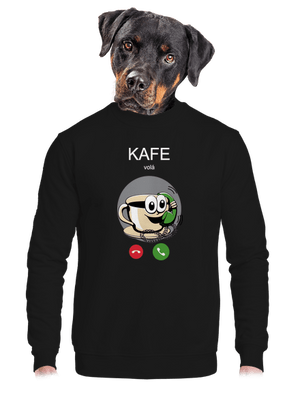 Kafe volá unisex mikina bez kapuce Black