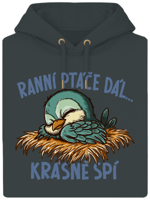 Ranní ptáče spí unisex mikina premium Charcoal