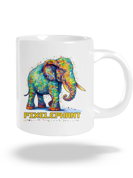 Pixelephant velký hrnek White