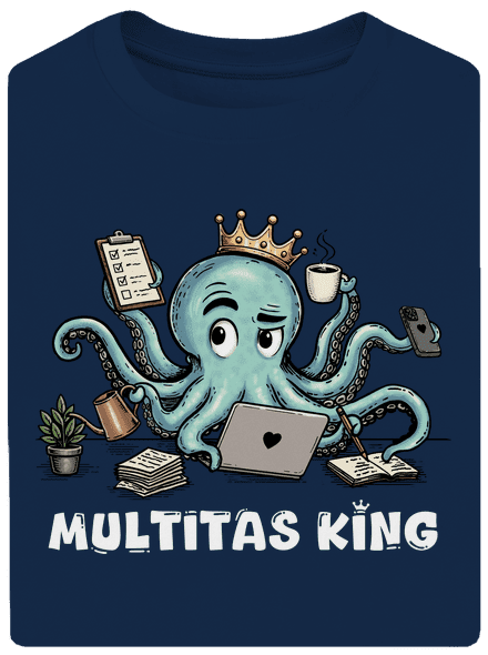 Multitas king unisex tričko oversized Midnight Blue