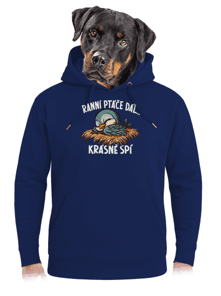 Ranní ptáče spí unisex mikina premium Navy